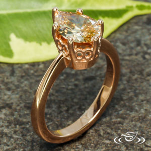 Rose Gold Champagne Pear Diamond Engagement Ring