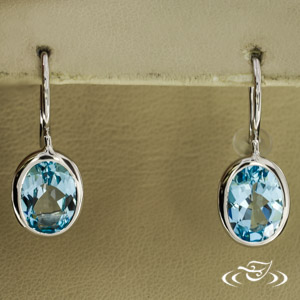 Sterling Silver Bezel Set Blue Topaz Earrings