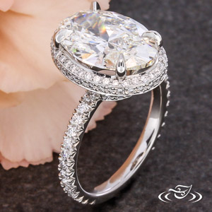 Platinum Oval Halo Engagement Ring